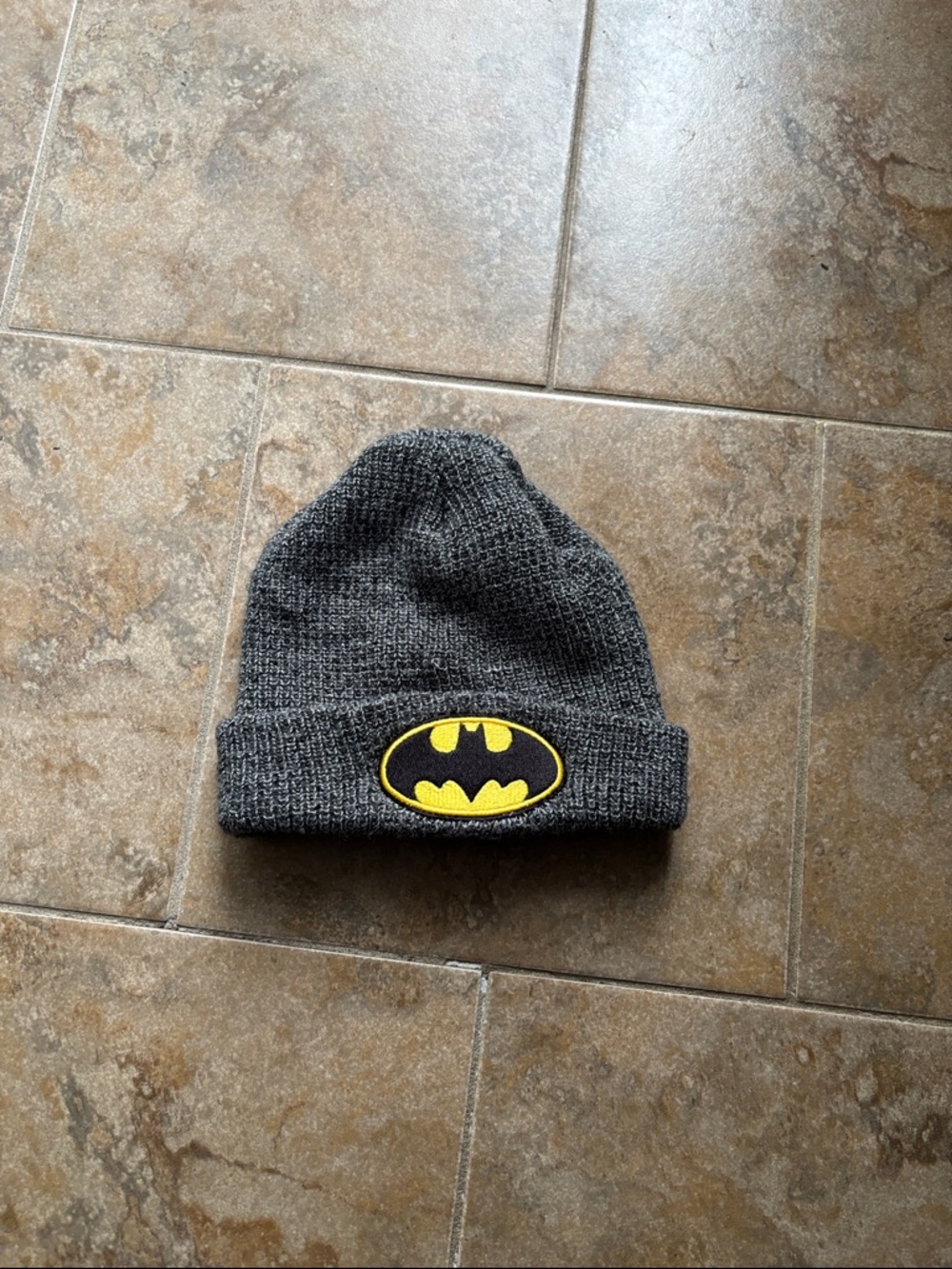 Batman Logo Knit Beanie - Gray and Yellow Adults/Kids Hat